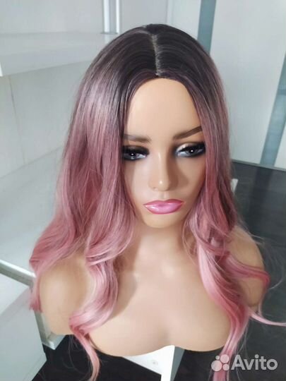 Парик розовый омбре
