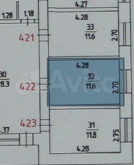 Комната 11,6 м² в 1-к., 4/9 эт.