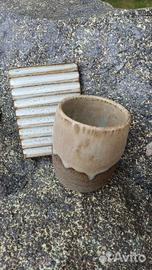 Мыльница и стакан для зубных щеток. Ручная работа