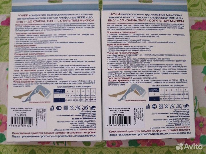 Компрессионные чулки 2 класс