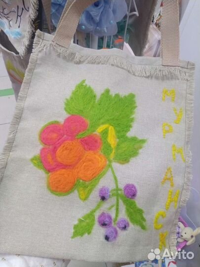 Шоппер ручная роспись, валяние