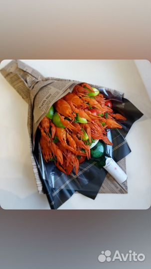 Корзины и съедобные букеты из морепродуктов