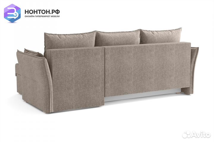 Диван угловой еврокнижка Бруклин серо-бежевый