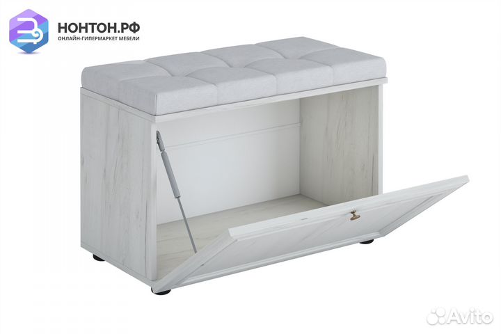 Тумба для обуви Оскар-7А дуб крафт белый / кожзам