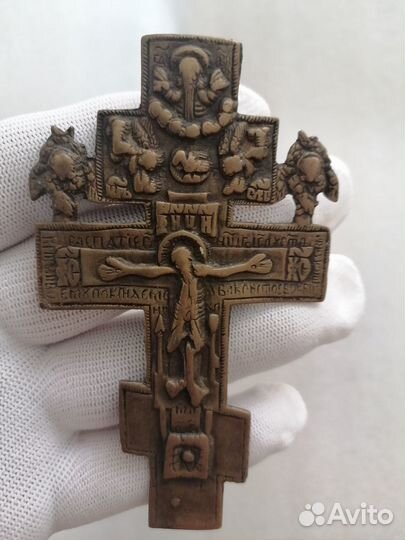 Православный меднолитой крест 19век