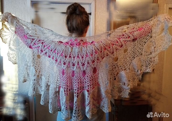 Шаль-пончо, ручная работа