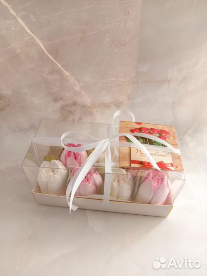 Съедобный букет из зефира в коробке