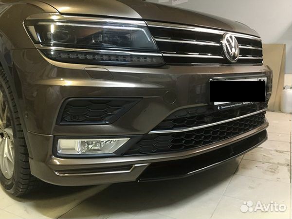 Передняя губа для VW Tiguan (mk2) (пластик)