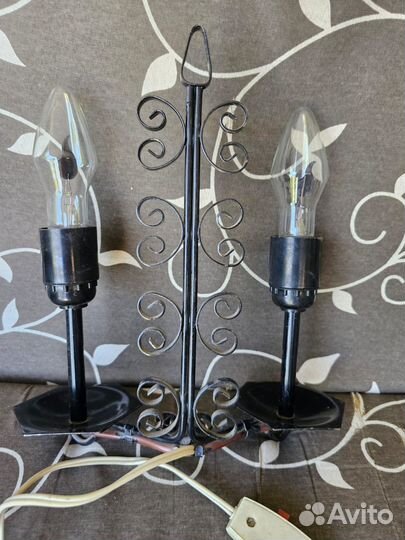 Ночник кованый две свечи мерцающее пламя СССР