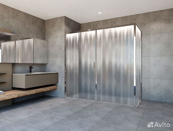 Душевой уголок, хром, стекло шиншилла