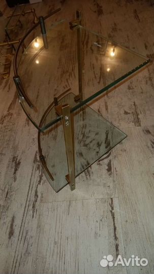 Двойная стеклянная полка бронза