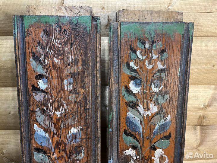 Пара Филенок Цветы Деревянные Резные 4
