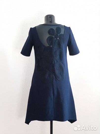 Новое темно синее платье с вышивкой Desigual