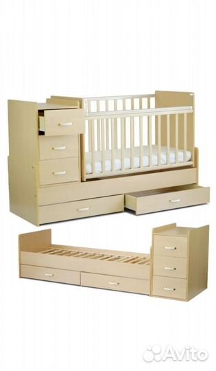 Детская кроватка с маятником и комодом