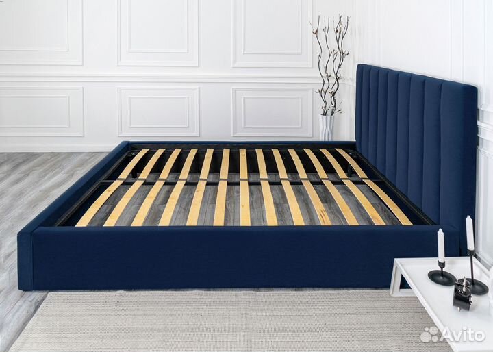 Кровать 140х200 синий Богема