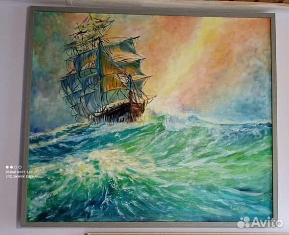 Картина маслом корабль 75-85см