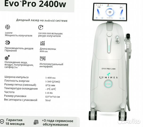 Диодный лазер для эпиляции Лю-Минес Evo’Pro 2400вт