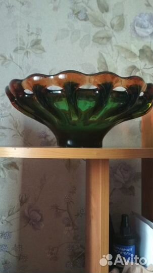 Ваза для фруктов Глазки цветной хрусталь лзхс