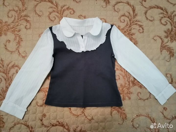 Блузка блуза рубашка школьная для девочки 128 см