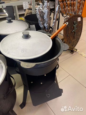 Комплект Казан чугунный 6л + печь + шумовка