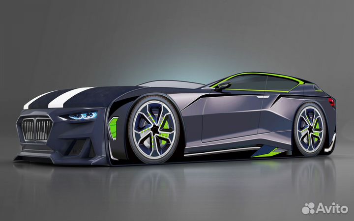 Кровать машина белая / черная / красная