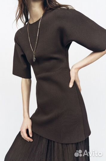 Zara New платье с плиссировкой новая коллекция