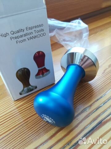 Темпер кофе Бариста с металл ручкой синий 51mm