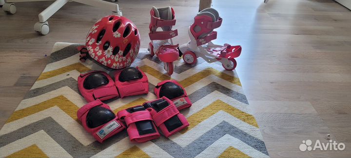 Роликовые коньки детские раздвижные с защитой