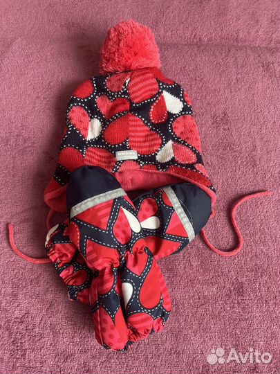 Комплект шапка варежки