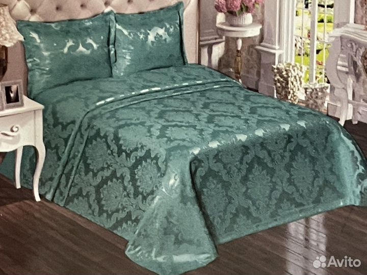 Жакардовое турецкое Покрывало с наволочками