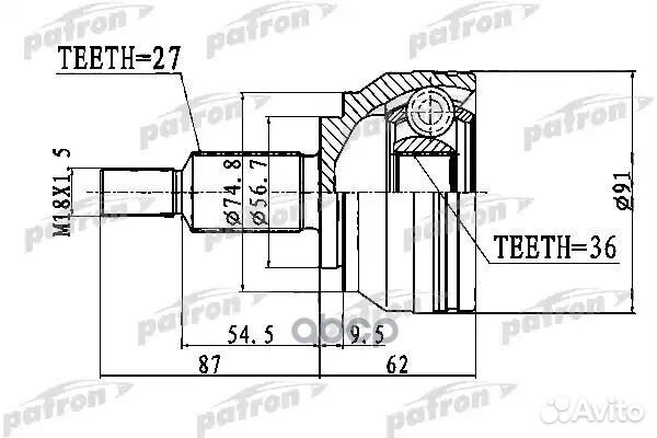 ШРУС наружный 27x56,7x36 renault: laguna III 07