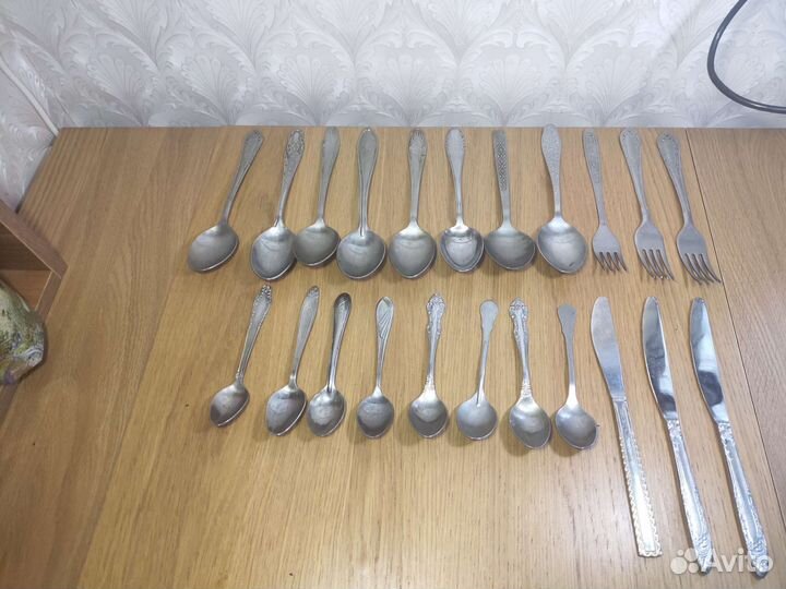 Столовые приборы ложки вилки ножи нерж сталь 22 шт