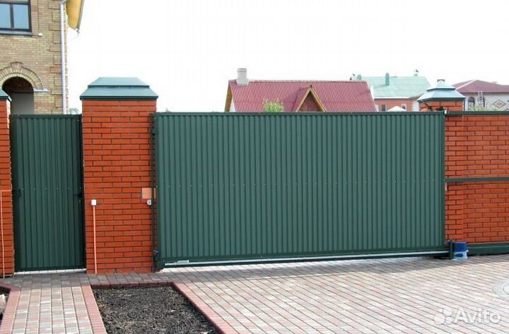 Откатные ворота из профнастила под ключ