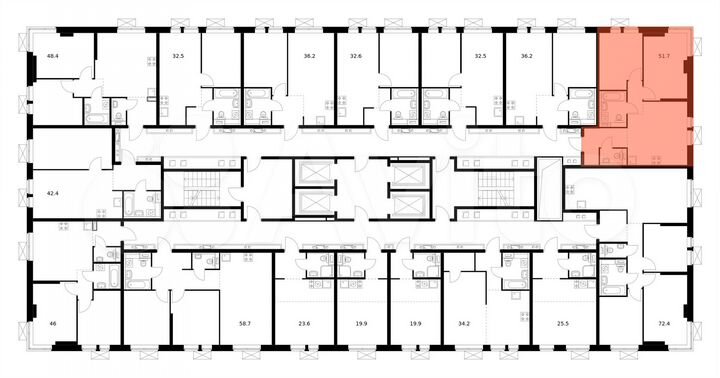 2-к. квартира, 51,7 м², 19/33 эт.