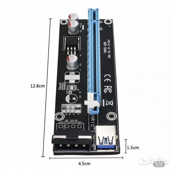 Райзер-карта Tishric Ver006 60 см, Usb 3,0, Pci-e