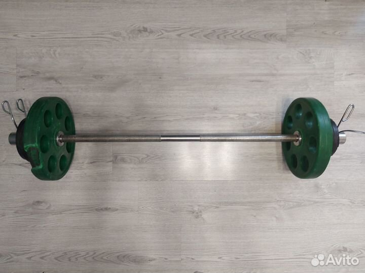 Гриф олимпийский 125см с блинами (общий вес 47кг)