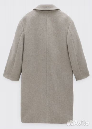 Zara пальто manteco wool blend coat taupe gray