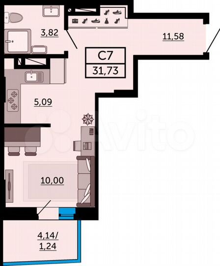 Квартира-студия, 31,6 м², 14/27 эт.