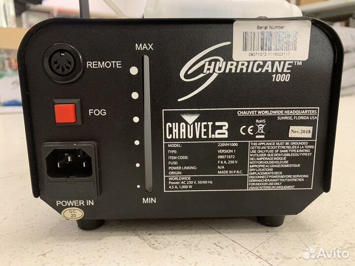 Дым машина chauvet hurricane 1000