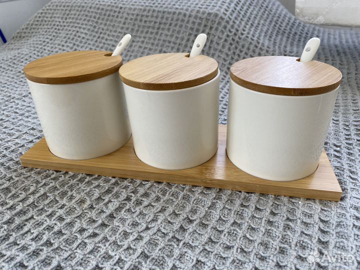 Набор баночек для сыпучих из керамики набор посуды