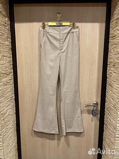 Кожаные брюки клеш