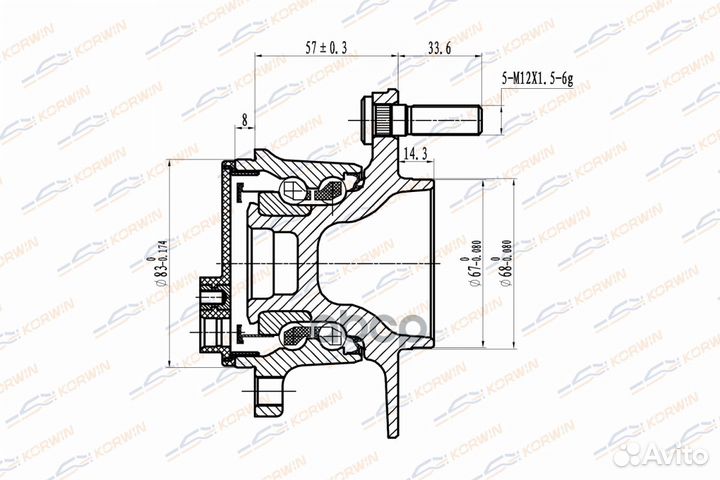 Ступица колеса korwin задняя ABS mazda 3 (BM ) 13