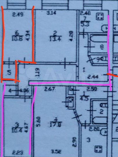 Комната 10,8 м² в 3-к., 1/4 эт.