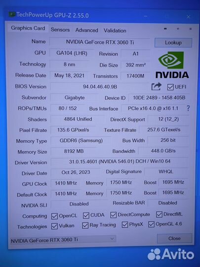 Видеокарта gigabyte GeForce RTX 3060 Ti eagle OC