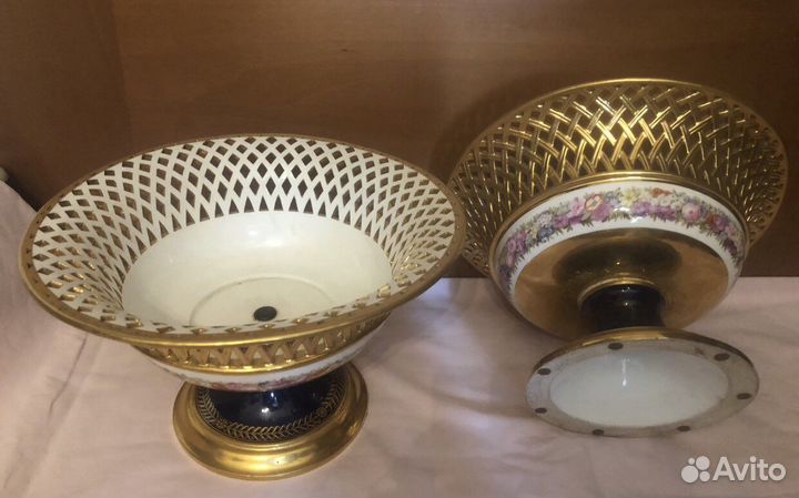 Антикварные фарфоровые фруктовые вазы, н 19 в