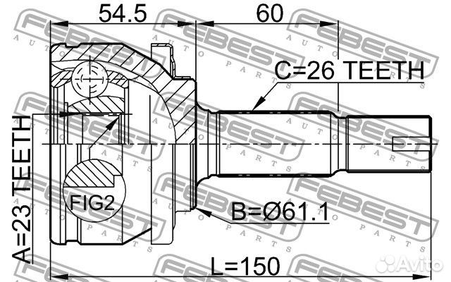 Шрус наружный 23x61x26