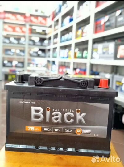 Акб авто Black 75a/h с доставкой и установкой