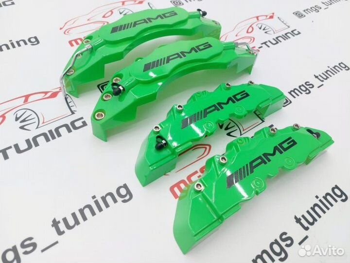 Накладки на суппорта Mercedes AMG зеленые 27 см