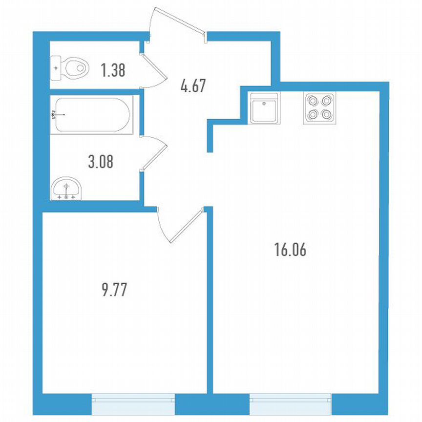 1-к. квартира, 34 м², 2/7 эт.