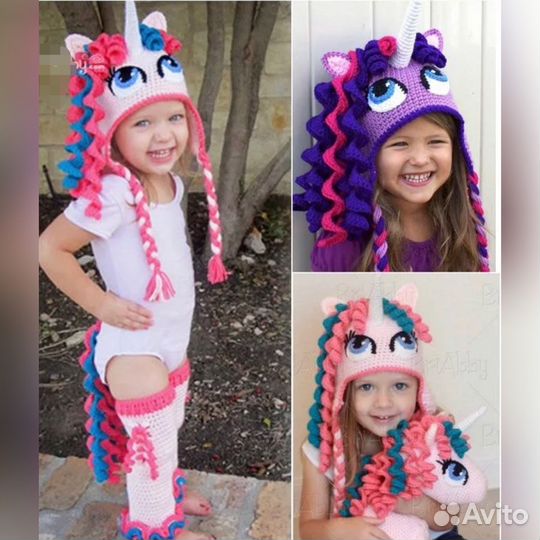 Шапка вязаная единорог, вяжу на заказ